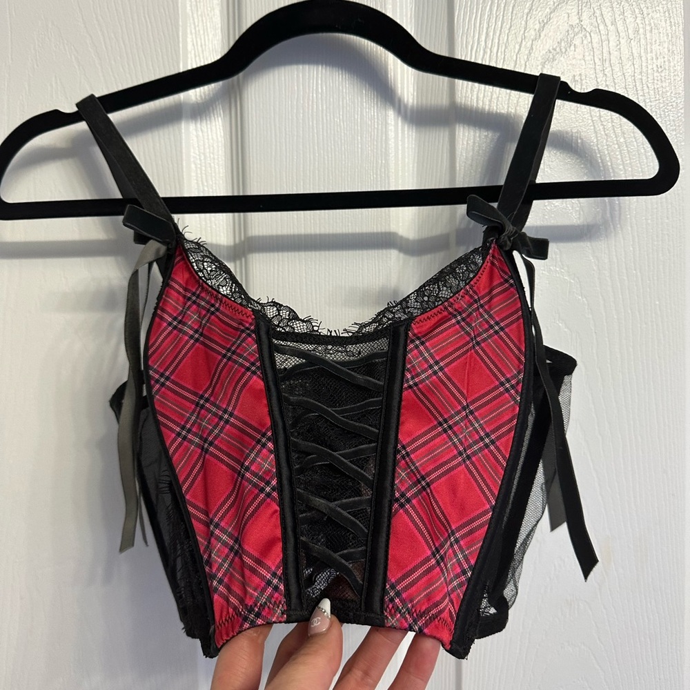 🦋✨•Victorias Secret crop corset plaid school girl style•✨🦋